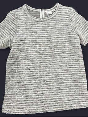 Anthropologie Post Mark Blouse Womens Small Tweed Metallic Career Exposed Zip